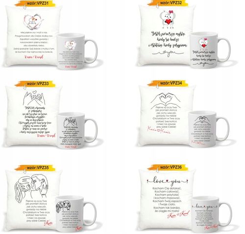 foto PODUSZKA KUBEK PREZENT na Walentynki z napis na Arena.pl