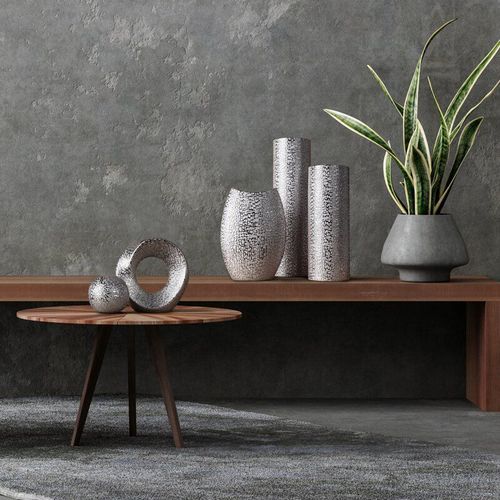 Wazon ceramiczny wysoki RISO 15X15X60 srebrny na Arena.pl