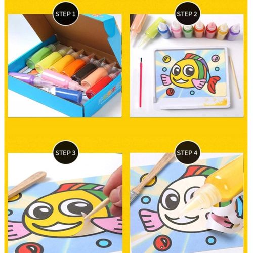 ZESTAW KREATYWNY DO MALOWANIA PIASKIEM SZABLONY DLA DZIECKA na Arena.pl