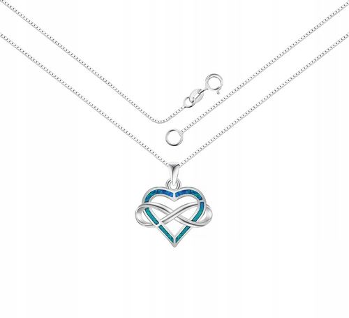 SREBRNY NASZYJNIK 925 OPAL SERCE NIESKOŃCZONOŚĆ + GRATISY na Arena.pl