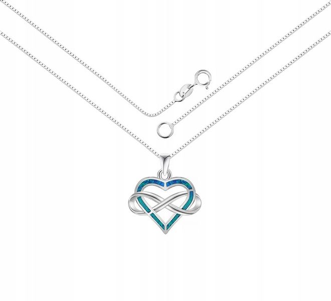 SREBRNY NASZYJNIK 925 OPAL SERCE NIESKOŃCZONOŚĆ + GRATISY zdjęcie 9