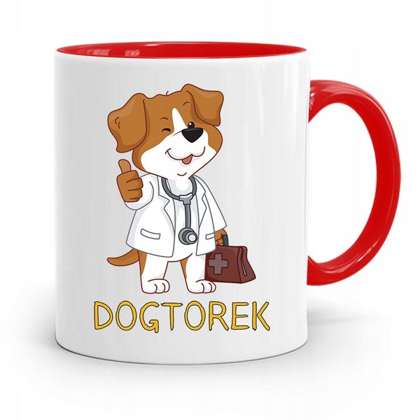 Kubek Czerwony Weterynarza Dogtorek Prezent Z Nadrukiem Ze Zdjęciem zdjęcie 1
