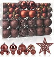 BOMBKI CHOINKOWE ZESTAW XXL 101 szt BRĄZOWE WZORY