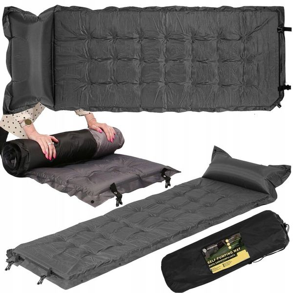 MATA SAMOPOMPUJĄCA KARIMATA 180x66 cm Z PODUSZKĄ GRUBA Z POKROWCEM MATERAC zdjęcie 7