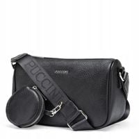 Torebka Damska Listonoszka Z Saszetką PUCCINI Czarna Na Pasku BML066M-1