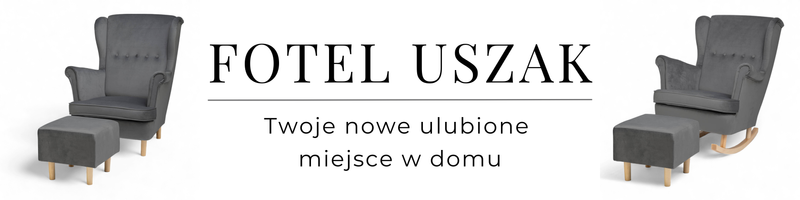 Ciemny szary Fotel Bujany Uszak + Podnóżek + Poduszka