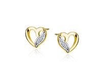 Delikatne pozłacane srebrne kolczyki serca serduszka z cyrkoniami srebro 925 Z1900EGR_W