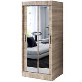 Szafa Przesuwna 90cm KARL Dąb Sonoma Garderoba Lustra