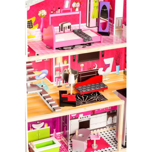 DOMEK DLA LALEK ECOTOYS DREWNIANY Z WINDĄ 3 POZIOMY na Arena.pl