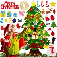 CHOINKA FILCOWA Z OZDOBAMI ZABAWKA DLA DZIECI DIY DEKORACJA 100CM + LED