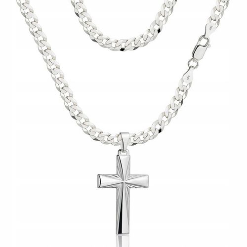 Łańcuszek Męski Srebrny Pancerka 5,00 mm z Krzyżykiem pr 925 Grawer Gratis na Arena.pl
