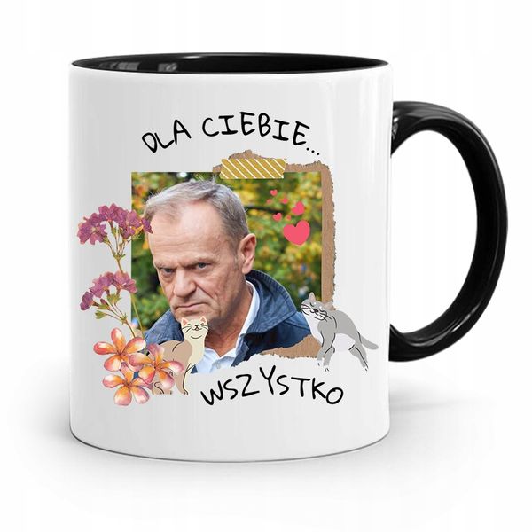 Kubek Czarny Donald Tusk Po Platforma Prezent zdjęcie 1