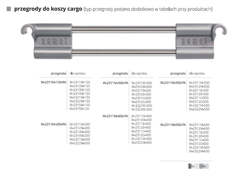 Przegroda do koszy CARGO, 600 mm, chrom połysk zdjęcie 3
