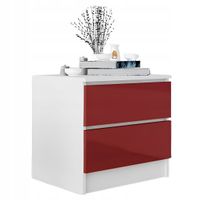 Stolik Nocny Szafka Nocna MDF 45 x 48x 40 CM Zoe Biała Czerwony Połysk