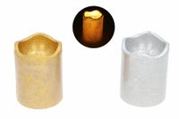 świeca  10szt. woskowa led srebrna/złota  7x9cm