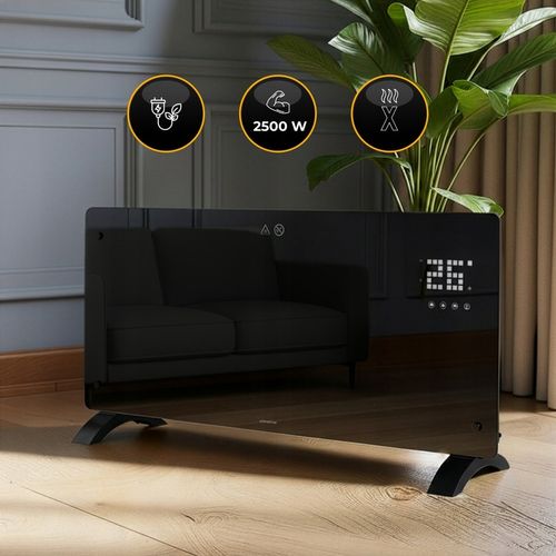 Grzejnik elektryczny szklany konwektorowy Glow 2500W LED WiFi Tuya czarny na Arena.pl