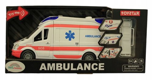 AUTO KARETKA POGOTOWIA AMBULANS ŚWIATŁO NOSZE OTWIERANE DRZWI GUMOWE KOŁA na Arena.pl