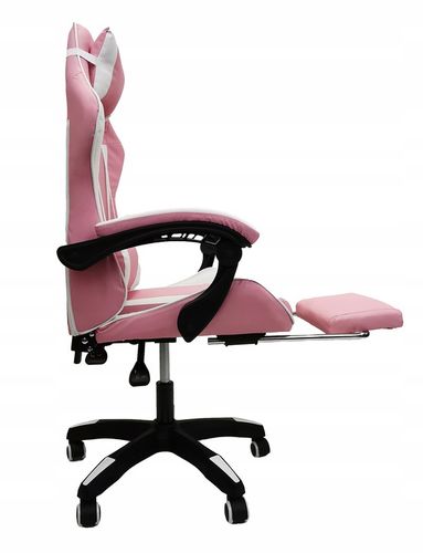 FOTEL GAMINGOWY GRACZA BIUROWY KOMPUTEROWY MASAŻ PODNÓŻEK KG104 RÓŻOWY na Arena.pl