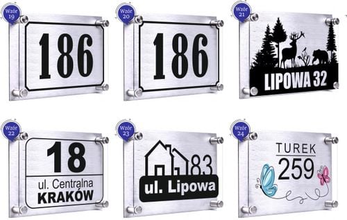Tabliczka ADRESOWA numer domu 30x20 dibond plexi + DYSTANSE montażowe na Arena.pl