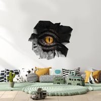 Naklejka Na Ścianę Dla DZIECI Oko DINOZAUR Dziura Wzór 3D 80cm x 60cm