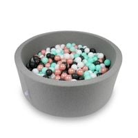 Suchy basen 110x40cm szary z piłeczkami 500szt (białe, różowozłote, jasnomiętowe, grafitowe)