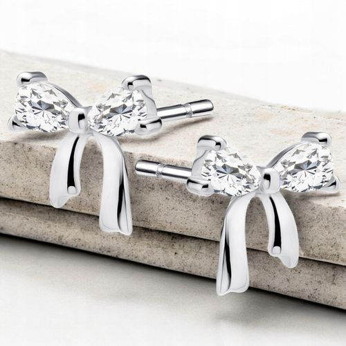 KOLCZYKI SREBRNE 925 Rodowane z cyrkoniami KOKARDKI KOKARDY Wkrętki Dzieci na Arena.pl