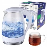 Piękny Czajnik bezprzewodowy szklany SUPER PODŚWIETLENIE LED 1,7l biały