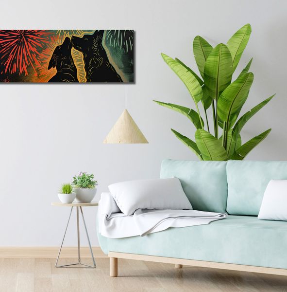 Obraz 90x30cm Psi Uścisk zdjęcie 2