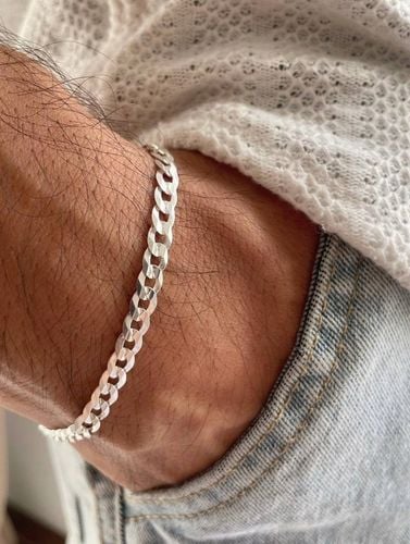 SREBRNA BRANSOLETKA PANCERKA DIAMENTOWANA MĘSKA 5mm SREBRO PRÓBA 925 na Arena.pl