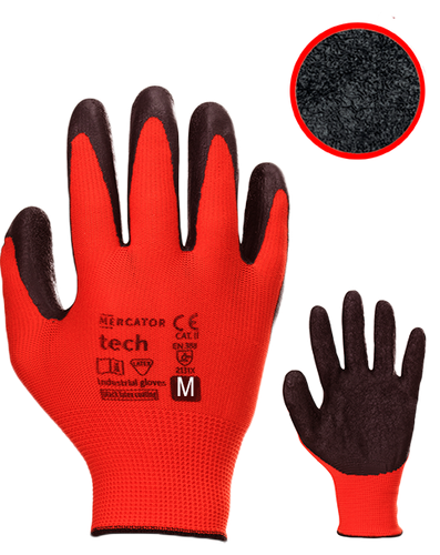 rękawice robocze mercator tech red+black latex - m - 120 par na Arena.pl