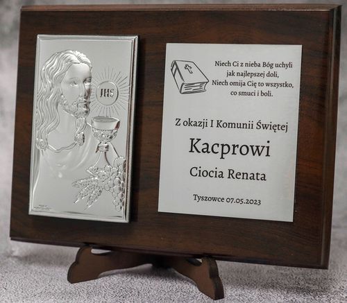 OBRAZEK SREBRNY PREZENT PAMIĄTKA KOMUNII ŚWIĘTEJ na Arena.pl