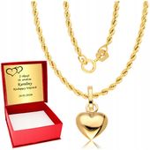 Złoty Łańcuszek 585 Gruby Naszyjnik Pełne Serce Serduszko ZŁOTO 14K