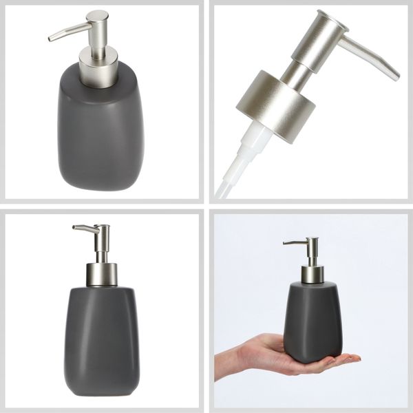 Dozownik Na Mydło Płyn Pojemnik Szary 2 x 400ml zdjęcie 4