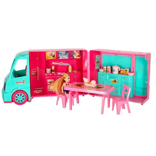 Samochód dla Lalek Auto Kamper Duży Food Truck Domek Akcesoria Lalka 21 el. na Arena.pl