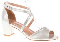 Sandały na obcasie słupku 6 cm. srebrne Rozmiar obuwia - 37