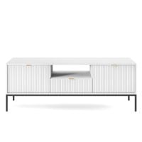 Szafka RTV Delicious ryflowana biała