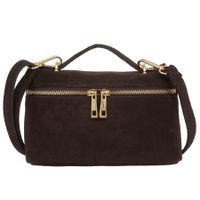 VERA PELLE torebka zamszowa listonoszka mała z paskiem V709 c.brązowa