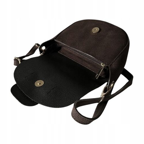 Czekoladowa torebka zamszowa podkówka brązowa włoska listonoszka zamszowa na Arena.pl