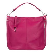 VERA PELLE torebka damska skórzana worek z paskiem na ramię V388 fuksja