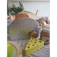 ZABAWKOWY DREWNIANY ZESTAW ŚNIADANIOWY Z TOSTEREM