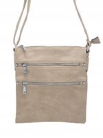 Torebka listonoszka dwie kieszonki na zamek ciemny beżowy T-8831#