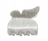 Spinka klamra akrylowa średnia motyl brokatowa srebrny