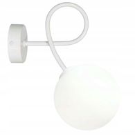 Lampa kinkiet ścienny stały kręcony BIAŁY klosz SZKLANY KULA LOFT na 1x E27