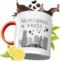 Kubek Pomarańczowy Dla Dziennikarza Prezent Z Nadrukiem Ze Zdjęciem