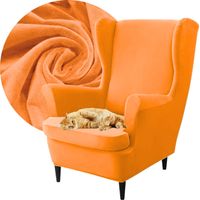 POKROWIEC FOTEL USZAK WELUR AKSAMIT POMARAŃCZOWY