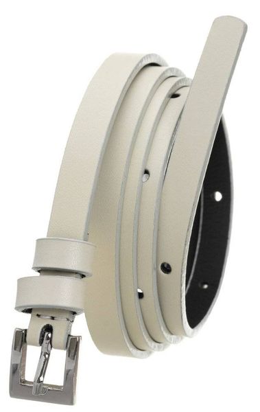Klasyczny, wąski pasek damski ze srebrną, metalową klamerką 105cm ecru zdjęcie 1