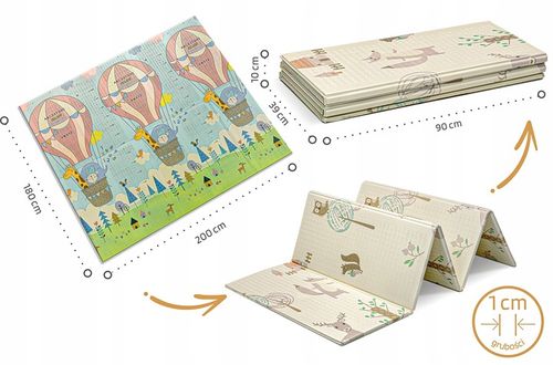 MATA PIANKOWA EDUKACYJNA SKŁADANA DLA DZIECI DUŻA MISIE BALONY 180x200 na Arena.pl