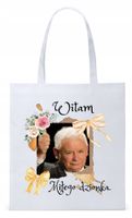 Śmieszny Pis Kaczyński Torba Eco Biała Shopper Z Nadrukiem Ze Zdjęciem