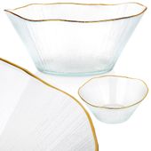 Miska Złota Szklana Sałatkowa Szklana na Sałatki Potrawy Dania Owoce 1,2L