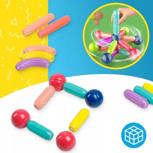 DUŻE KLOCKI MAGNETYCZNE KONSTRUKCYJNE EDUKACYJNE STICKS PATYCZKI XXL 98 ele na Arena.pl